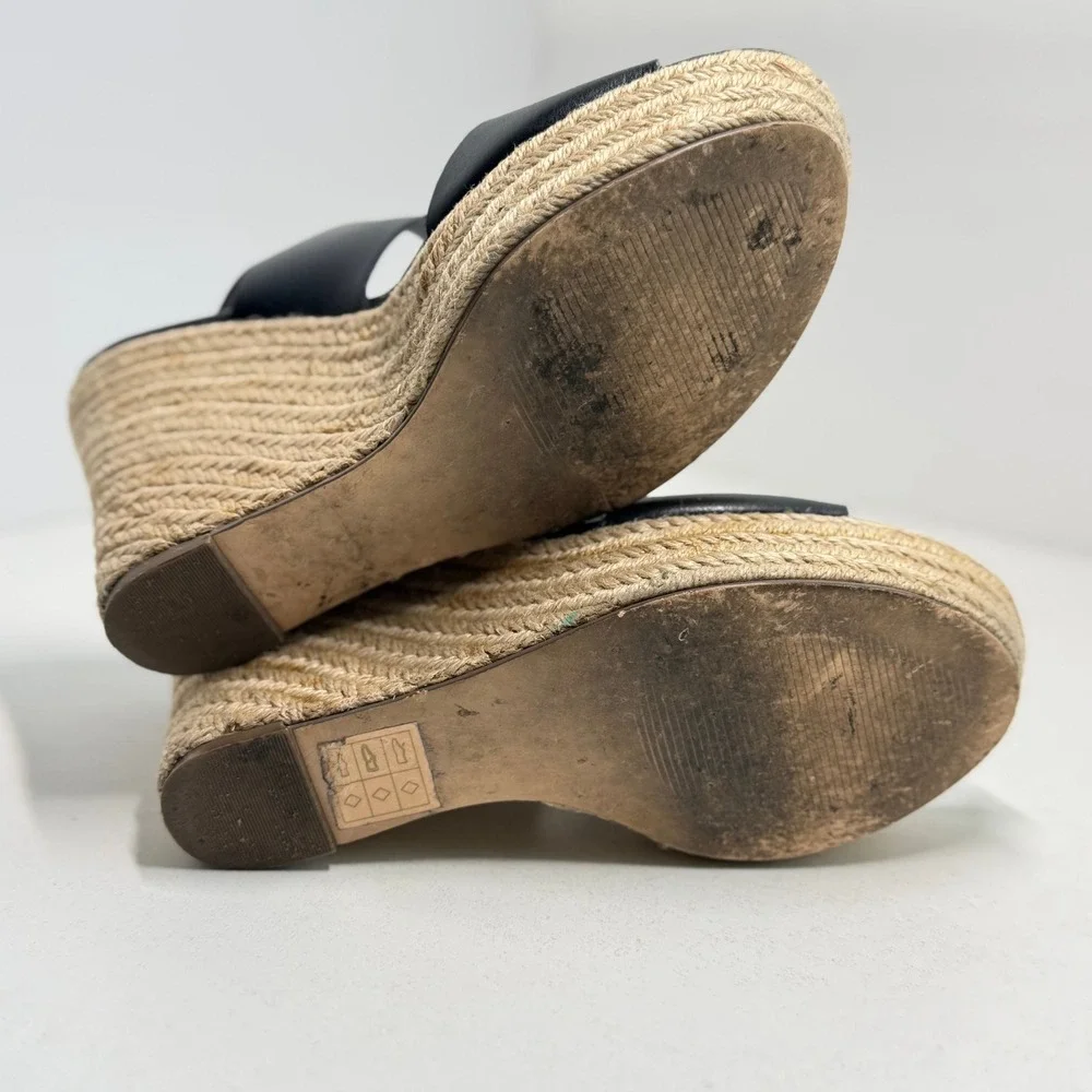 J. Crew Factory Black Espadrille Wedges Ankle Strap Platform Sandals 7M